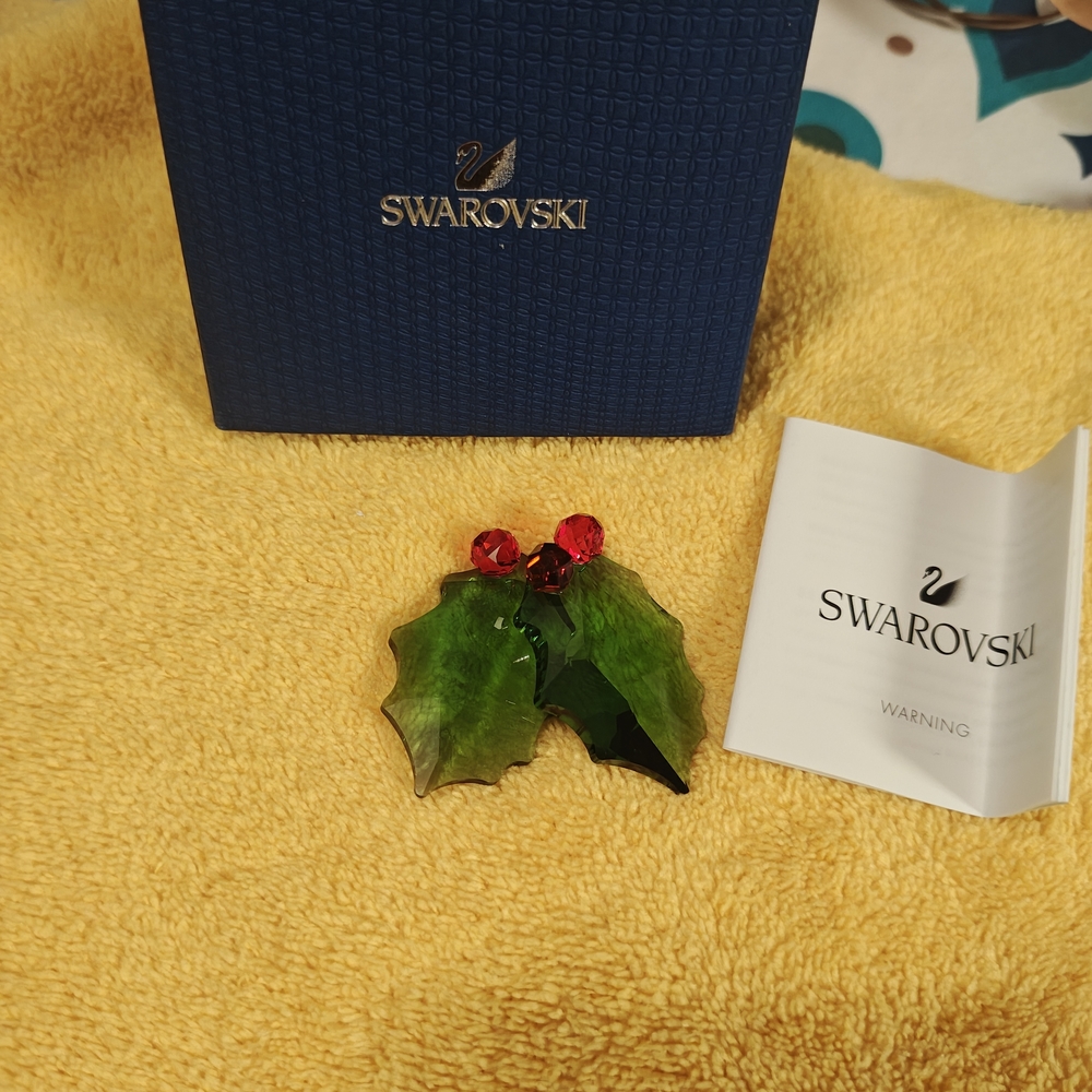 Swarovski Green and Red Holly Ornament